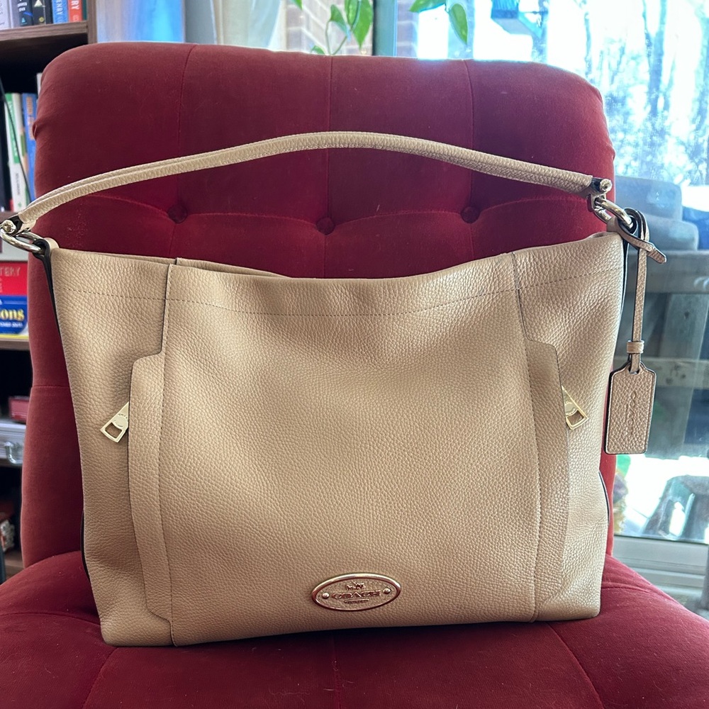 Coach Beige Leather Shoulder Bag